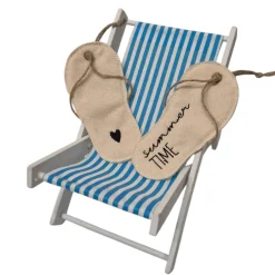 Afrosteff 1 Paar Deko Flip Flops aus Stoff bestickt 12x6cm, Sommer Dekoration