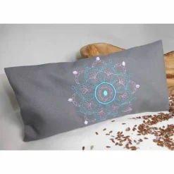 Dieda 1 Stück Augenkissen Yoga, Mandala, abnehmbarer Bezug, waschbar, grau, Farbauswahl, mit Leinsamen und Lavendel, bestickt, Meditation, Entspannung,