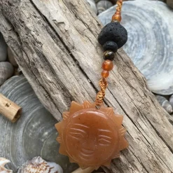 Best Meer & Magie Beach Scent „Sonne“ - Makramee-Dufthänger mit Edelsteinen und Lava-Nugget zum Beduften