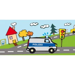 Best meinBordürenladen ECO Kinderbordüre: Fahrzeuge - Polizei - 18 cm Höhe