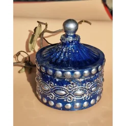 Deko-Objekte^FreakyEpoxy Edle Handmade Dose 9 cm  Blau-Silber mit Ornamenten