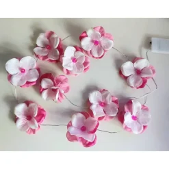 es-schmuckdesign 10er Feenlichter Blumenlichterkette Kirschblüte in Pink und Weiß