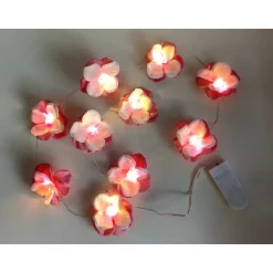 es-schmuckdesign 10er Feenlichter Blumenlichterkette Kirschblüte in Pink und Weiß