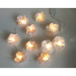Lichterketten^es-schmuckdesign 10er Feenlichter Blumenlichterkette Kirschblüte Weiß Rosa
