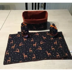 Best DekoatelierBerlin 2er TischSet + 1 Utensilo  PlatzSet Geschenk   Deko  Unikat - Winterhirsch terracotta
