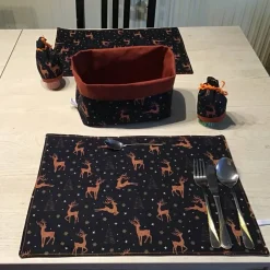 Best DekoatelierBerlin 2er TischSet  PlatzSet Geschenk   Deko  Unikat - Winterhirsch terracotta