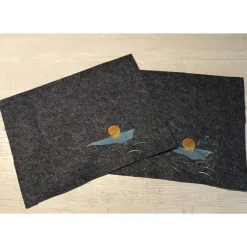 Clearance DekoatelierBerlin 2er TischSet PlatzSet Tischmatten aus Filz Geschenk   Deko  Unikat - Sonnenuntergang