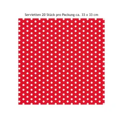 AmOlenDiek Gepunktete Serviette rot weiß