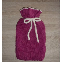 Wärmflaschen^CreativBaer Gestrickter Wärmflaschenbezug - pink-wollweiß inkl.Wärmflasche