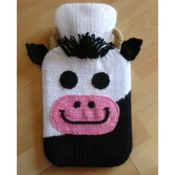 Wärmflaschen^CreativBaer Gestrickter Wärmflaschenbezug - Kuh inkl. Wämflasche