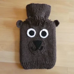 CreativBaer Gestrickter Wärmflaschenbezug - Bär- braun inkl. Wärmflasche