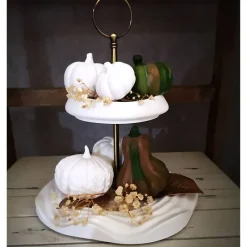 Deko-Obst^Tinas Schmucktruhe Handbemalte Keramik-Kürbisse – Einzigartige Herbstdeko in Naturfarben oder Weiß, handgemacht & als Geschenk