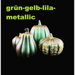Deko-Obst^Tinas Schmucktruhe Handbemalte Keramik-Kürbisse – Einzigartige Herbstdeko in Metallic oder Weiß