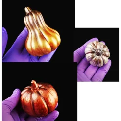 Deko-Obst^Tinas Schmucktruhe Handbemalte Keramik-Kürbisse – Unikate Herbstdeko in Metallic oder Weiß, handgemacht & stilvoll