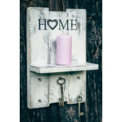 Schlüsselbretter & -Kästen^green4upcycle Handgefertigtes Schlüsselbrett aus Palettenholz im Shabby-Chic-Stil – mit Schriftzug HOME, Upcycle, Landhausstil,