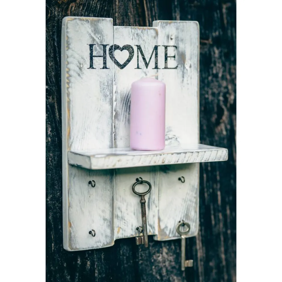 Schlüsselbretter & -Kästen^green4upcycle Handgefertigtes Schlüsselbrett aus Palettenholz im Shabby-Chic-Stil – mit Schriftzug HOME, Upcycle, Landhausstil,