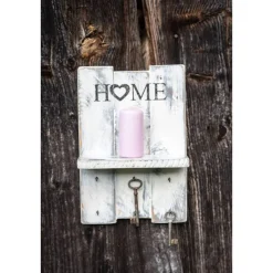 Schlüsselbretter & -Kästen^green4upcycle Handgefertigtes Schlüsselbrett aus Palettenholz im Shabby-Chic-Stil – mit Schriftzug HOME, Upcycle, Landhausstil,