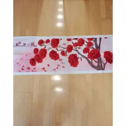 Anjas Kreationen Handgefertigtes Stickbild, Motiv "Rosenbaum", 126cm x 45cm