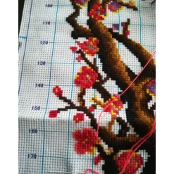 Anjas Kreationen Handgefertigtes Stickbild "chinesische Rosen"
