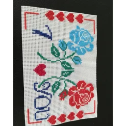 Anjas Kreationen Handgefertigtes Stickbild "I Love You"