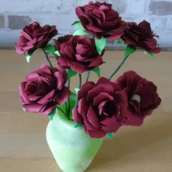 Büchertruhe Handgemachte dunkelrote Papierrose – Geschenkidee & Dekoration für Muttertag, Valentinstag & mehr