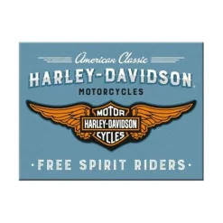Antik und Kultiges Harley-Davidson Kühlschrankmagnet Logo Blau – 8x6 cm Magnet Biker Motorrad
