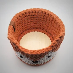 Körbe^ViasHomeDecor Häkelkorb mit Fuchsgesicht – Aufbewahrungskorb Kinderzimmer, Geschenkkorb Geburt & Taufe