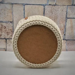 Textil-Brotkörbe^ViasHomeDecor Häkelkorb mit Holzboden & Henkeln – handgemachter Brotkorb, Gästehandtuchkorb oder Geschenkkorb