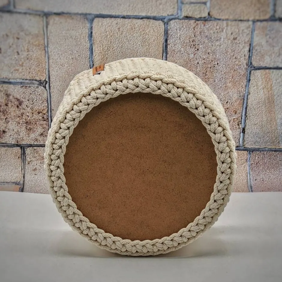 Textil-Brotkörbe^ViasHomeDecor Häkelkorb mit Holzboden & Henkeln – handgemachter Brotkorb, Gästehandtuchkorb oder Geschenkkorb
