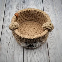 Körbe^ViasHomeDecor Häkelkorb mit Teddybär-Gesicht – Aufbewahrungskorb Kinderzimmer, Geschenkkorb Geburt & Taufe