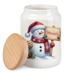 Kekse^geschenke364 Keramik Dose Schneemann mit Name für Plätzchen Gebäck zu Weihnachten