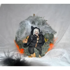 Best Geschenke und Keramik Keramikkürbis mit Stoffhexe
