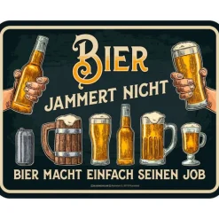 Antik und Kultiges Kühlschrankmagnet Bier jammert nicht – Lustiger Magnet 9x7 cm als Geschenk & Deko