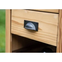 green4upcycle Kleiner Weinschrank aus altem Nachtschränkchen, für 6 Flaschen, mit Schublade & handgebranntem Baum, upcycle, Rustikal