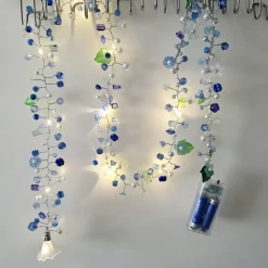 Lichterketten^es-schmuckdesign LED Girlande Lichterkette mit blauen und weißen Perlen