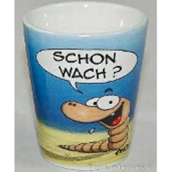 Eierbecher^Antik und Kultiges Lustiger Eierbecher Moin Wattwurm Willi – 2er Set Maritime Porzellan Deko von Hösti