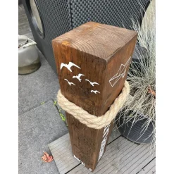 Deko-Objekte^Manapal Maritime Holzsäule Ankerplatz Moin Nussbraun 50 cm – Deko Poller Küstenstil Geschenk für Zuhause & Garten