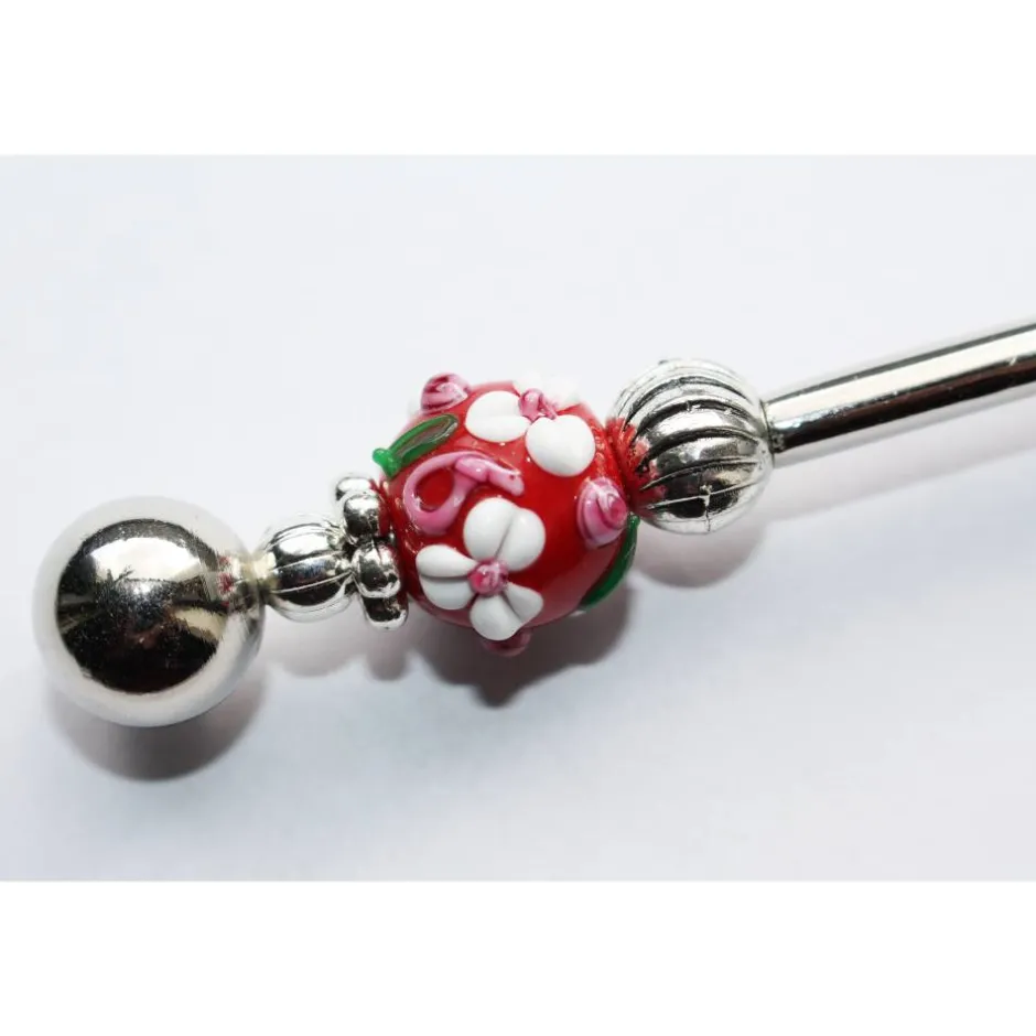 Besteck^KARObeads Marmeladen-/ Zuckerlöffel "Blümchen", lampwork