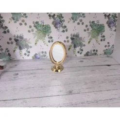 Best SaBienchenshop Miniatur Spiegel Tischspiegel Standspiegel gold 1:12 für Puppenhaus & Diorama Dekoration