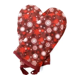Sale Afrosteff Ofenhandschuhe 2er Set rot mit Schneeflocken, Topfhandschuhe