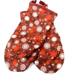 Sale Afrosteff Ofenhandschuhe 2er Set rot mit Schneeflocken, Topfhandschuhe