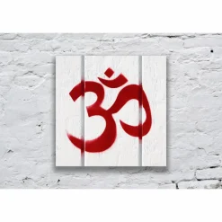 ANNblick Fotokunst by Ann Om Wandbild zur Meditation und zur Dekoration im Yoga Raum in Rot-Weiß, Fine Art Print in den Größen 13 x 13 cm + 20 x 20 cm
