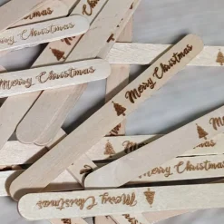 Besteck^ArtisanGifts Personalisierte Holzstäbchen mit Gravur – Eisstiele aus Buche für Weihnachtsdeko, Cake Pops & Individuelle Geschenkideen