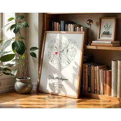 Alleliebe Personalisiertes Stadtplan Poster mit Herz, Namen & Datum | Hochzeit, Jahrestag, Verlobung Geschenk