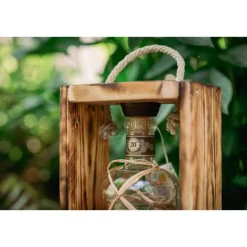 Laternen^green4upcycle Plantation XO Rum Glasflasche Flaschenlampe Flaschenlaterne Lampe Laterne mit 40 LED, warm, Dekolampe, Geschenk
