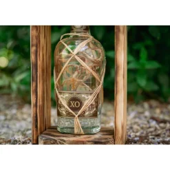 Laternen^green4upcycle Plantation XO Rum Glasflasche Flaschenlampe Flaschenlaterne Lampe Laterne mit 40 LED, warm, Dekolampe, Geschenk