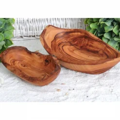 Best Olivenholz erleben Schale RUSTIKAL mittel (L/B/H: 12-14/8/4 cm) aus Olivenholz