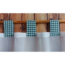 curtains & co Scheibengardine Fensterbehang Kurzgardine Bistro Scheibenhänger mit Schlaufen - grün/weiss
