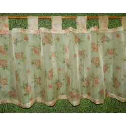 Best Handmade-Haus Scheibengardine mit Schlaufen - Rosen - Voile
