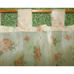 Best Handmade-Haus Scheibengardine mit Schlaufen - Rosen - Voile